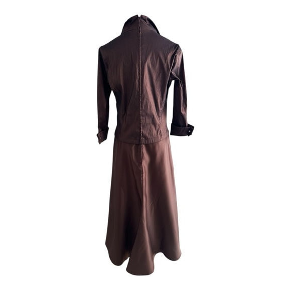 Tadashi Brown Evening Gown Maxi Dress Satin Long Sleeve Wedding MOTB 12 Party - Picture 3 of 9